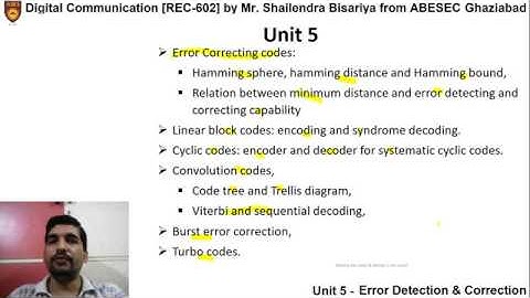 DC Unit5 L1 Hamming distance & error detecting and correcting capability by Mr. Shailendra Bisariya
