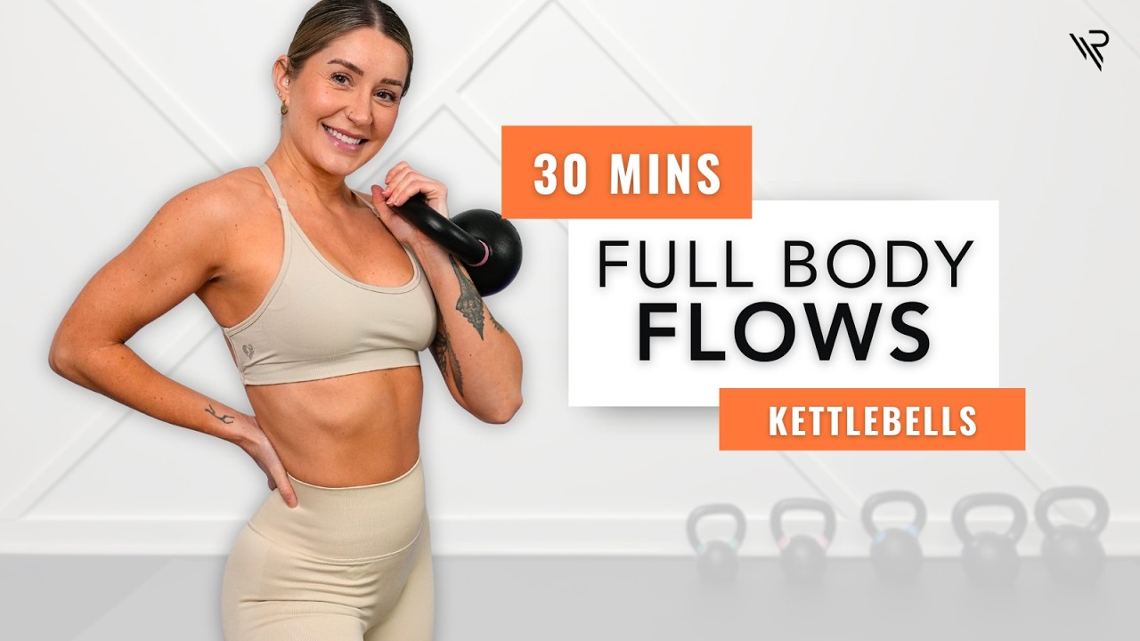 30 Min Full Body KETTLEBELL Workout | Long Flows with Single Kettlebell (Intermediate)