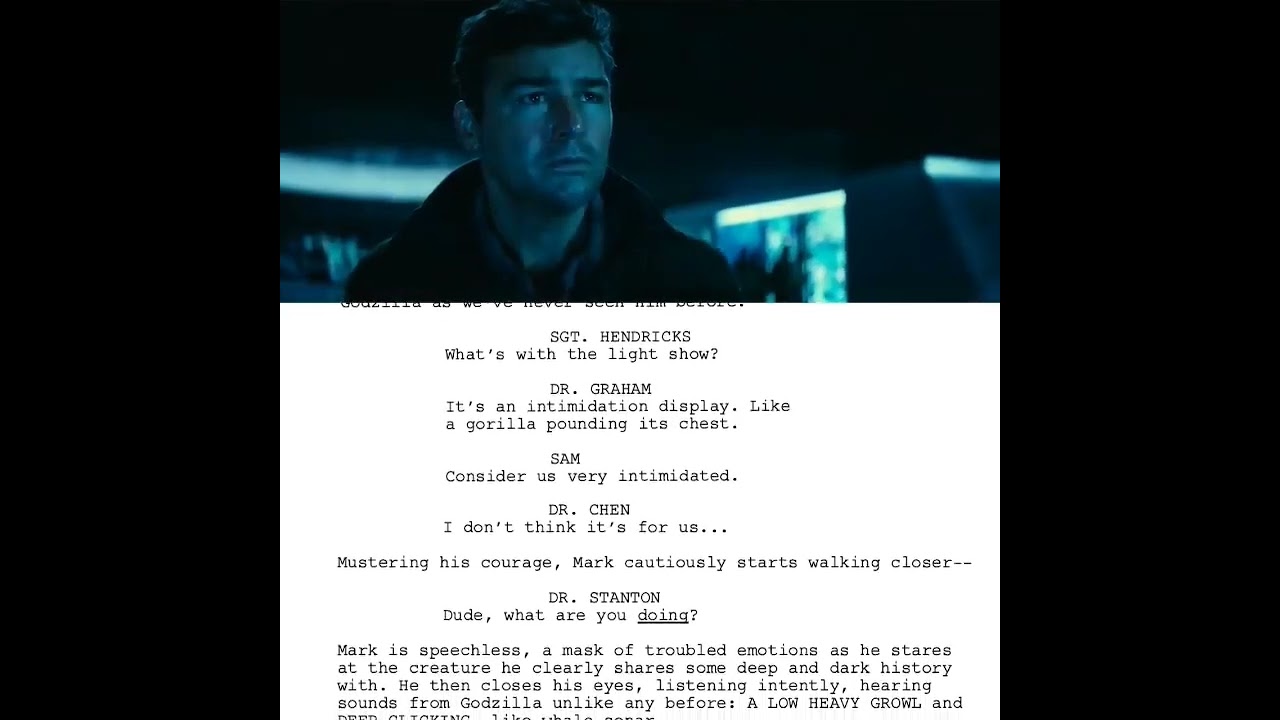 Script to Screen: Godzilla intimidates the Monarch operatives stationed at Castle Bravo.