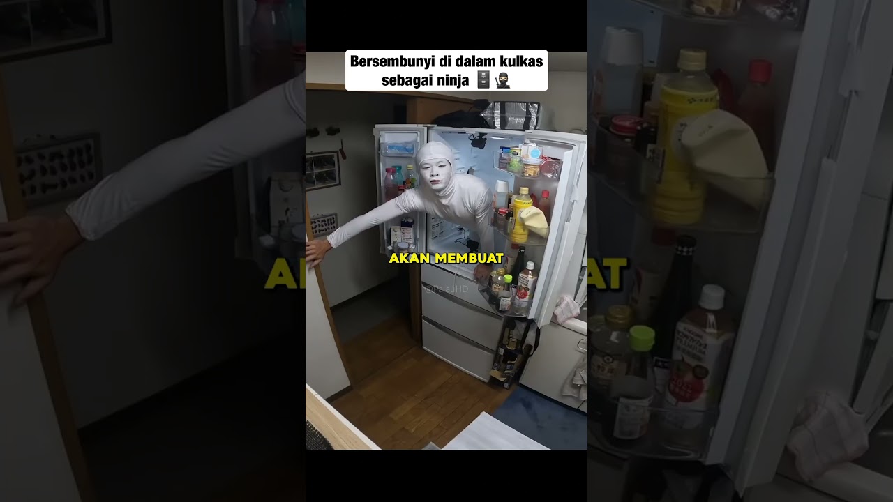 Bersembunyi di dalam kulkas sebagai ninja 🗄️🥷#prank  #ninja  #kulkas
