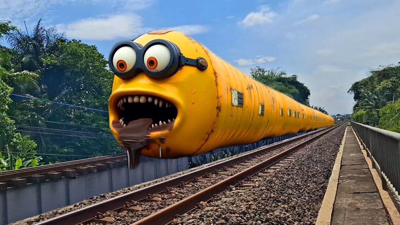 WOOWW‼️KERETA API PANJANG BERUBAH MENJADI MINION EXE