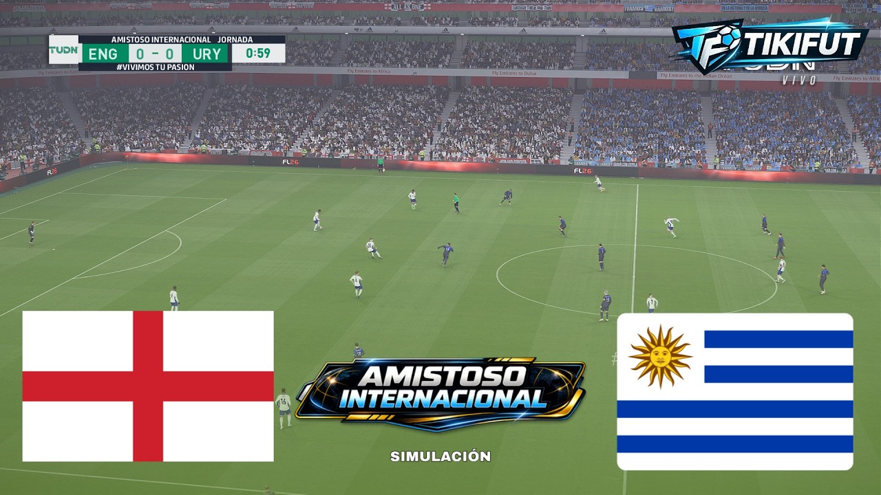 INGLATERRA vs URUGUAY Amistoso Internacional 2026 Partido Completo Match Simulation & Prediction