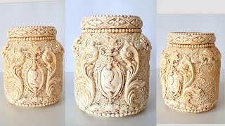 DIY/ Vintage Glass Jar Decoration idea/Imitation Ivory.