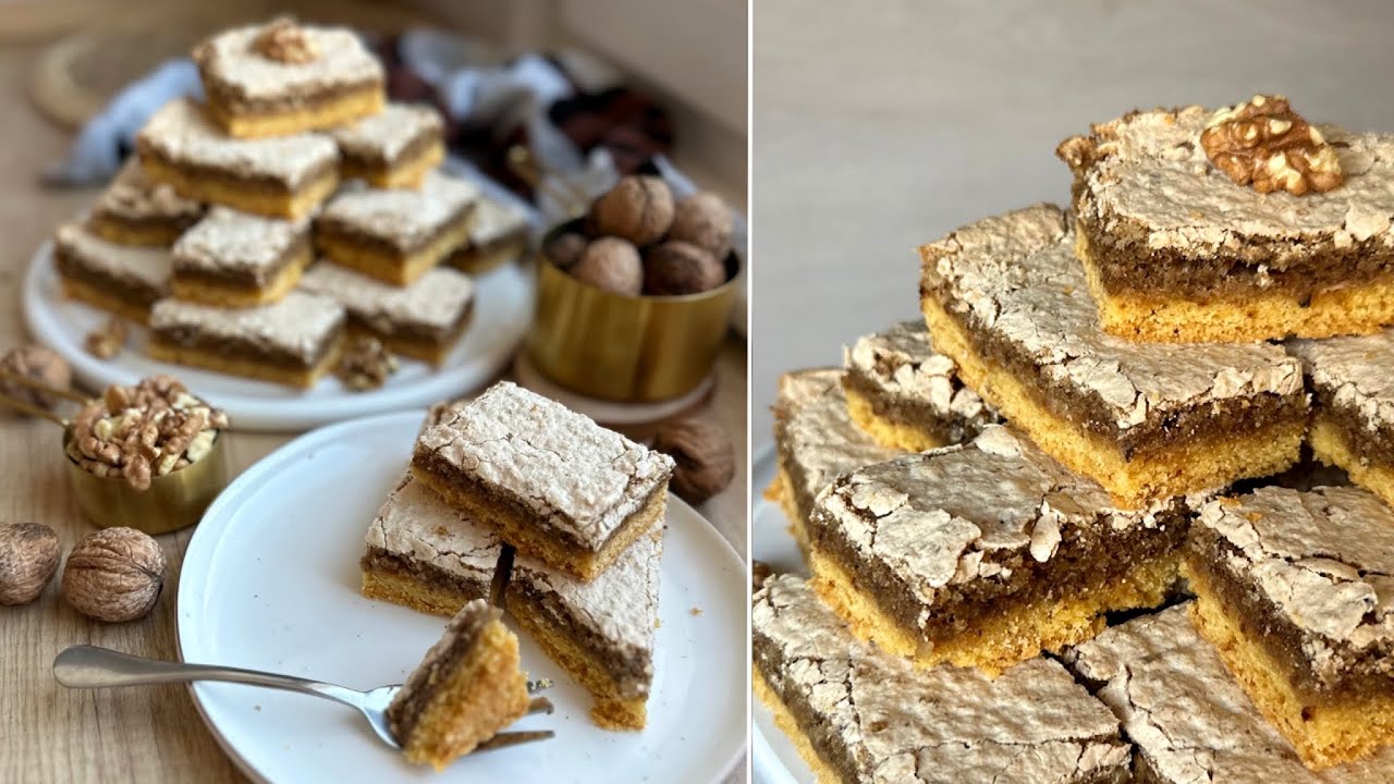 LONDONI SZELET🇬🇧 - Mágnás szelet - habos-diós - Diós sütemény - BebePiskóta