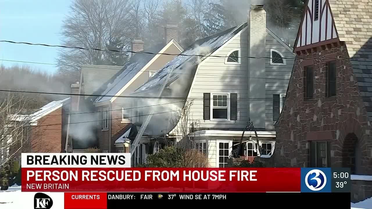 Person rescued from house fire in New Britain - YouTube