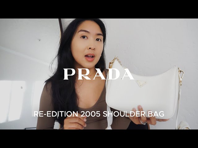 White Prada Re-edition 2005 Saffiano Leather Bag