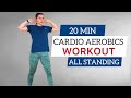 20 min cardio aerobics workout   all standing  low impact  no squats  home workout