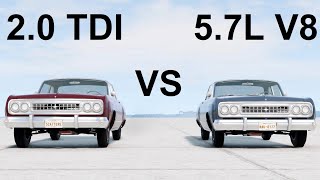 2 Liter Turbo Diesel vs 350 Small-Block V8! BeamNG. Drive