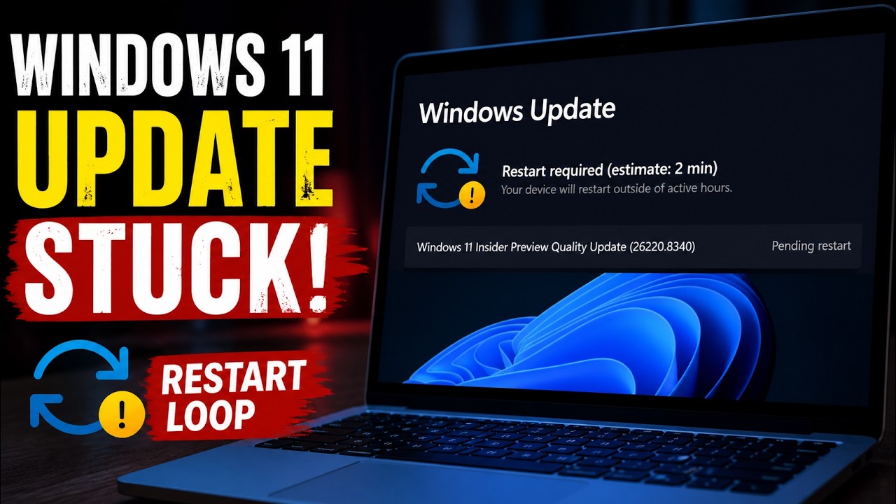 Windows 11 Update Stuck on Restart Loop FIX (26220.8340) – Infinite ...