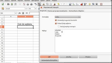 Excel - lista rozwijana w komórce - Calc LibreOffice