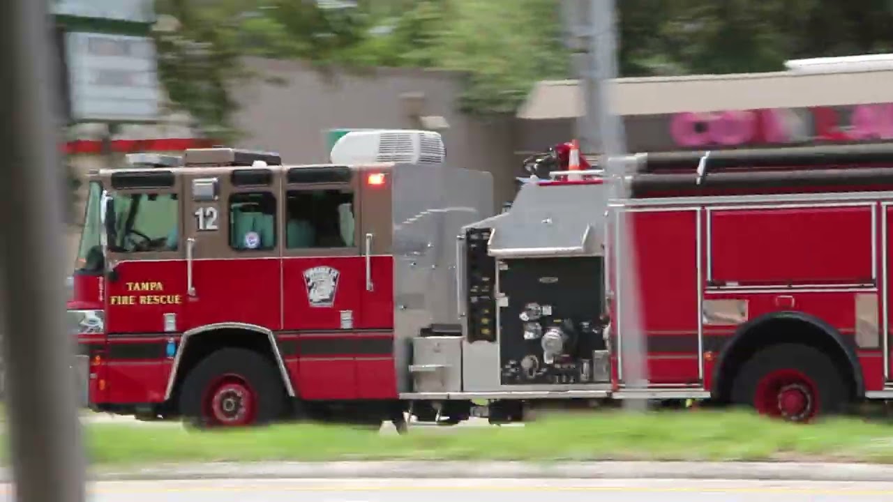 Tampa Fire Rescue Engine 12 Responding To A Car Accident