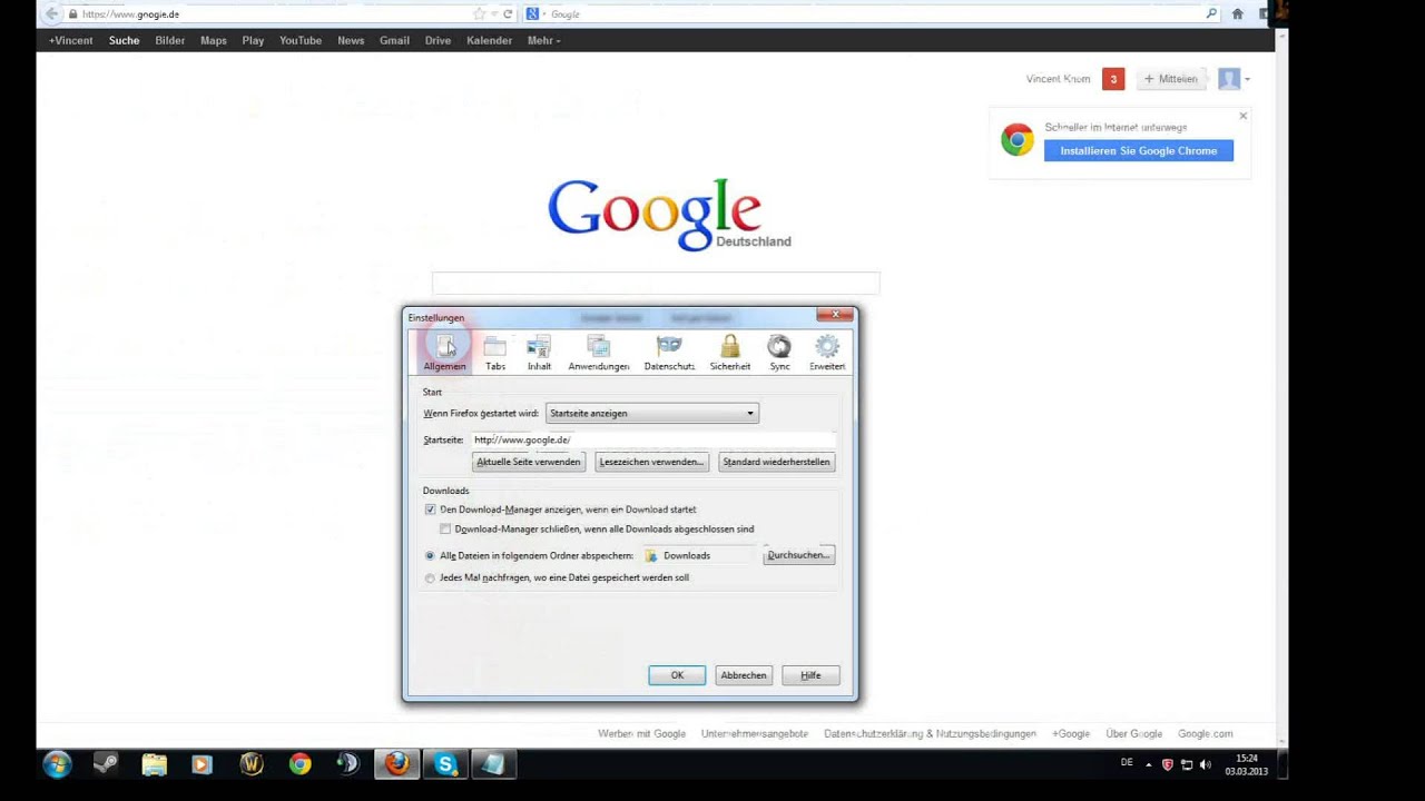 Mozilla Firefox Startseite erstellen 2013