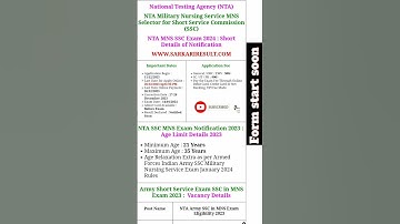 NTA Army SSC in Military Nursing Service MNS Online Form 2023