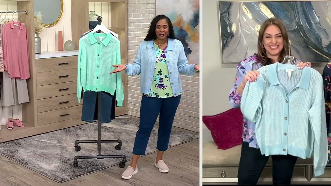 Denim & Co. Heritage Striped Button Front Cardigan w/ Shawl Collar - QVC.com