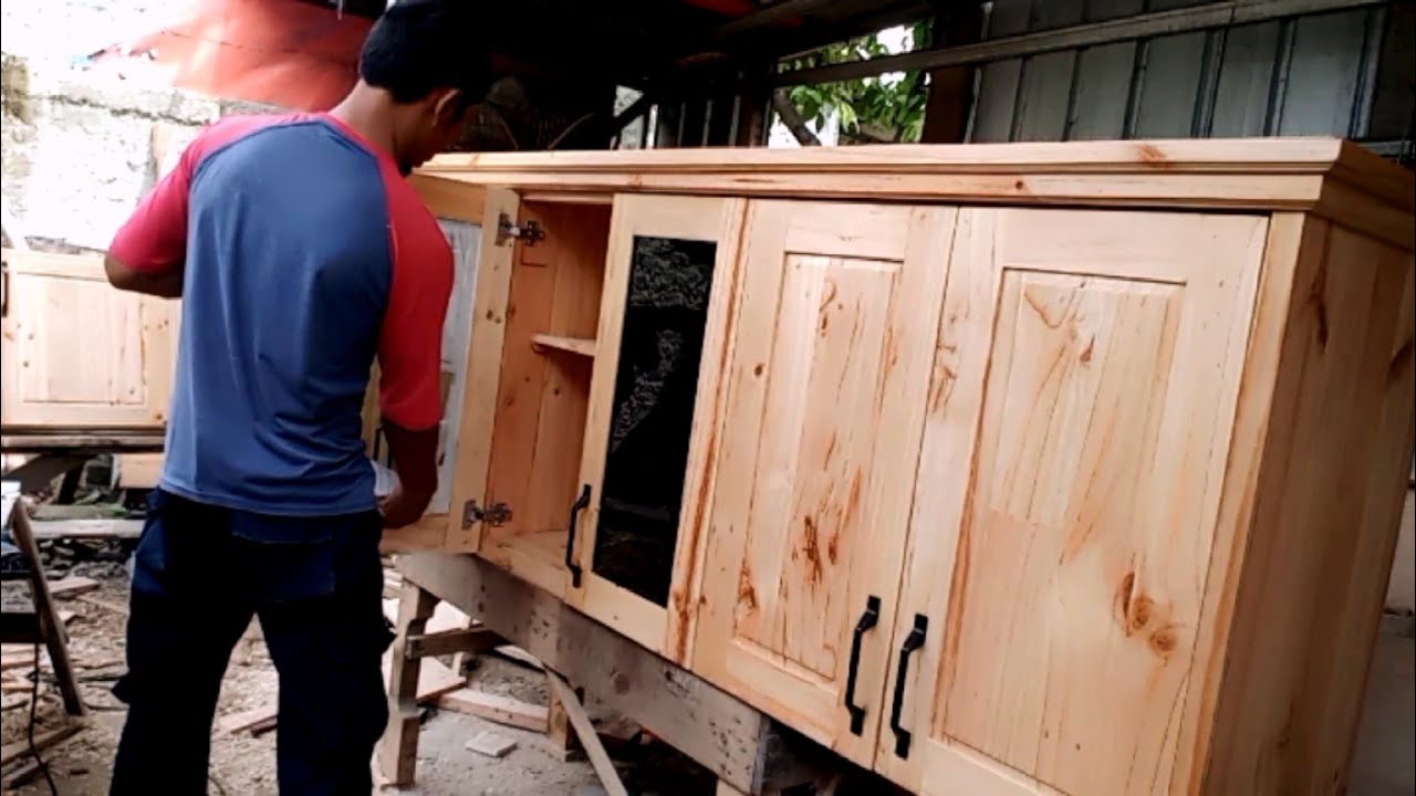 membuat rak dapur gantung/kitchen set atas dari kayu jati Belanda bekas palet