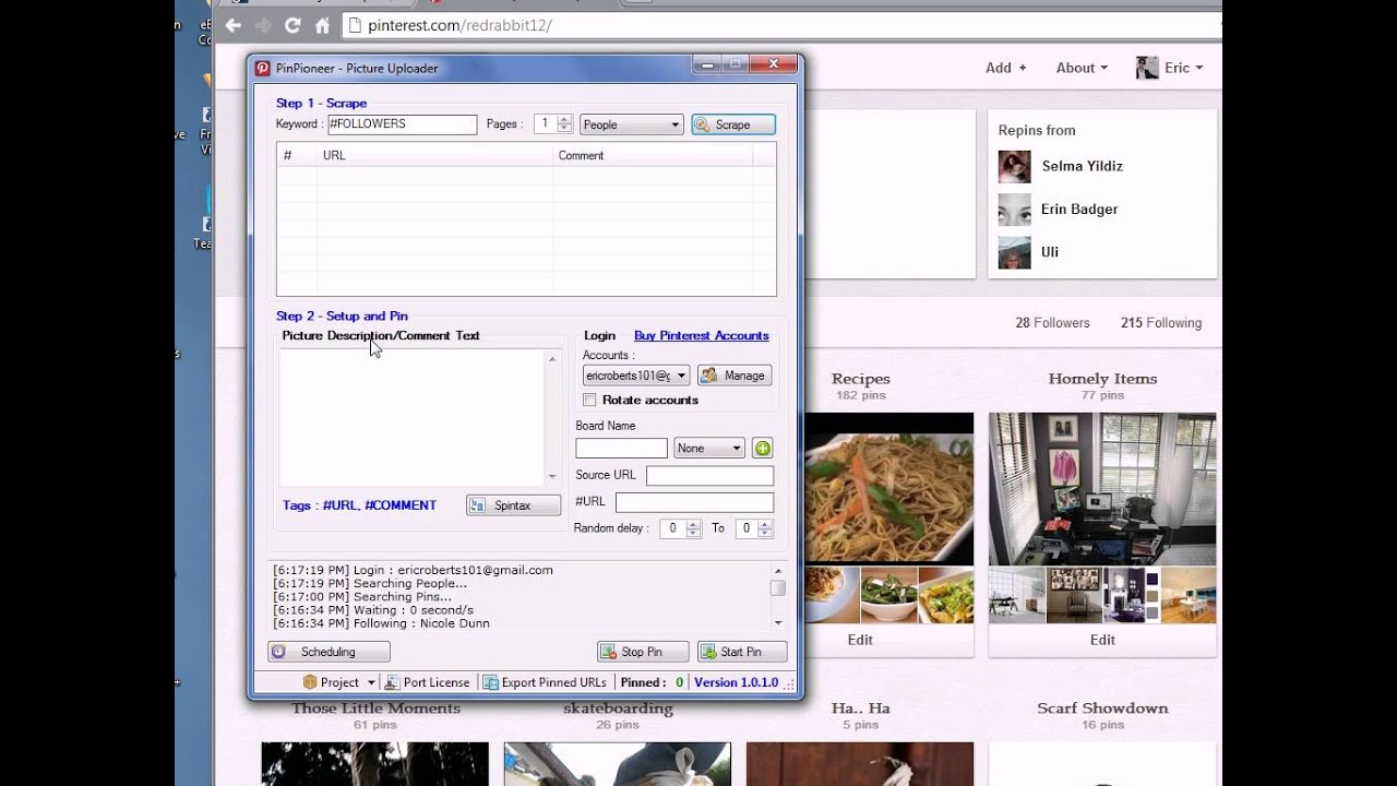 Pinterest Marketing: Account Rotation, Mass Commenting, Auto Following/Unfollowing with PinPioneer