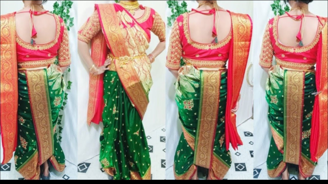 New Dhoti style saree Draping GSB Kaasu Marche Kasshi?| South Wedding Konkani bride Traditional look