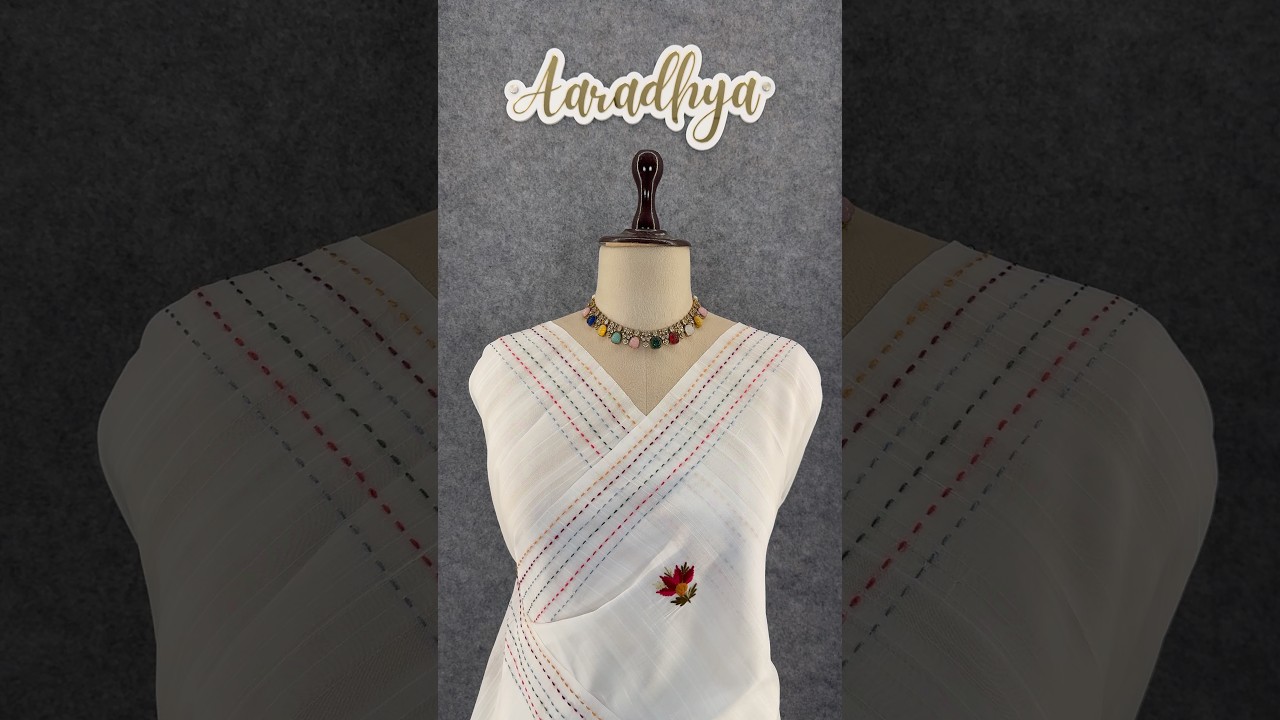 Pure Tussar Silk Embroidery Saree