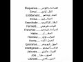 مقابل بعض الكلمات العربية بالفرنسية 