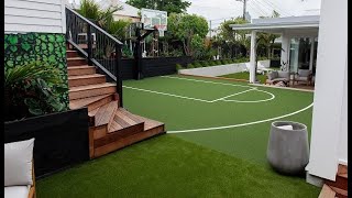 How to install a Backyard Basketball Court using Artificial Grass. Auckland, New Zealand