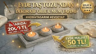 Taş Tozu ile LÜKS Mermer Mum Yapımı ✨DIY Home Decoration
