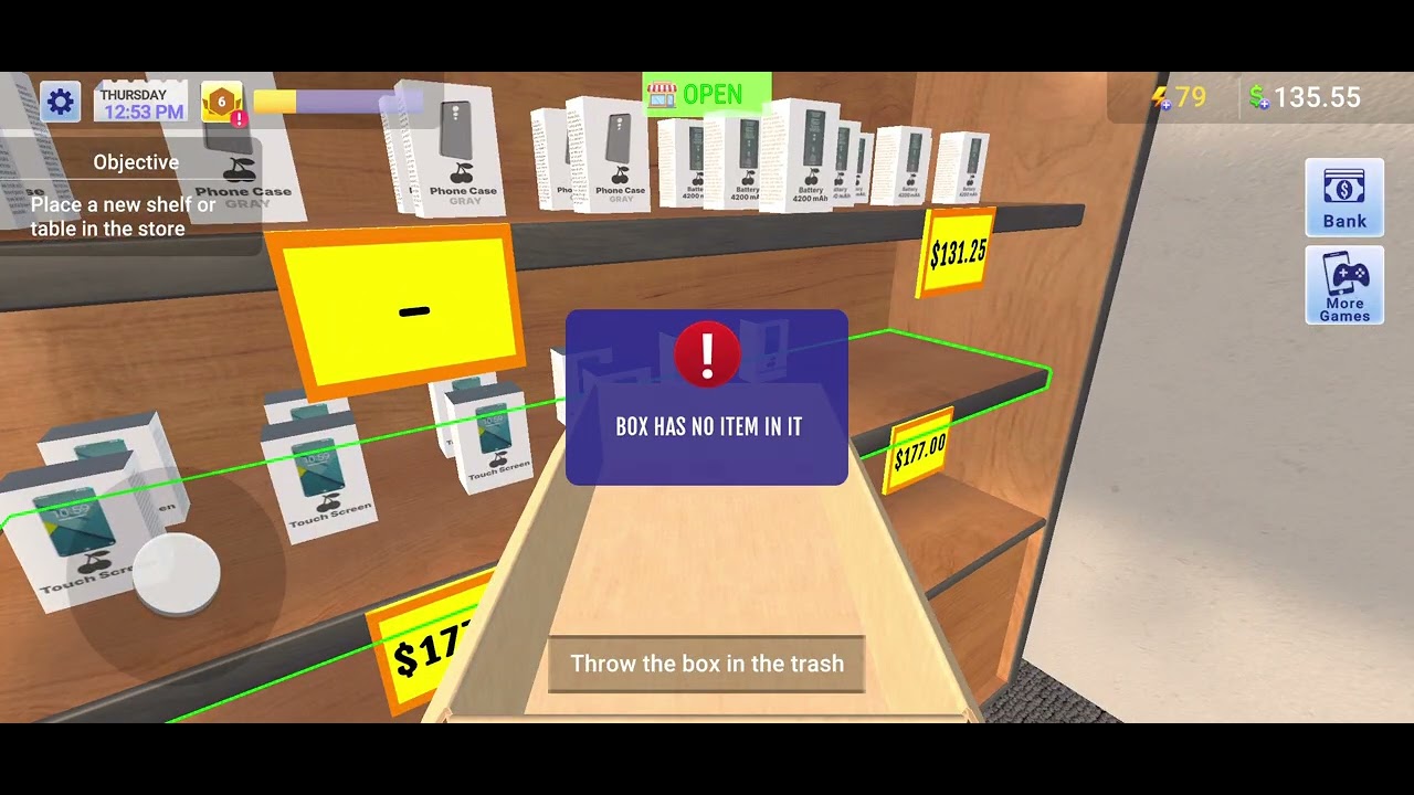 Selling phones and accessories on Electronics store simulator 