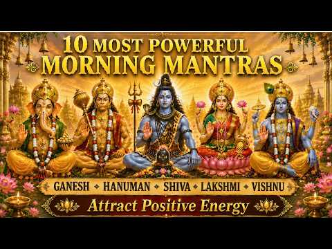10 Most Powerful Morning Mantras With Lyrics | Remove All Negativity | Ganesh Shiva Hanuman Krishna