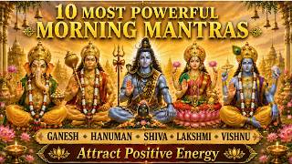 10 Most Powerful Morning Mantras With Lyrics | Remove All Negativity | Ganesh Shiva Hanuman Krishna