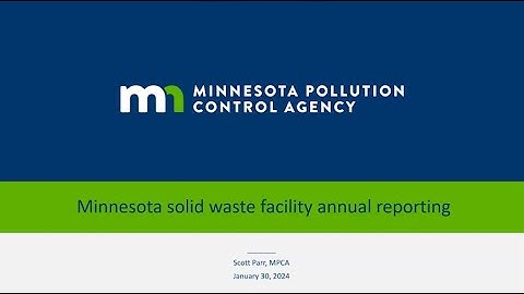 MPCA Annual Facility Reporting Webinar