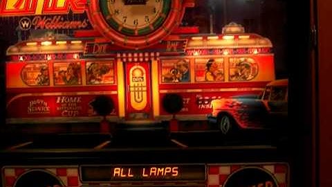 Williams DINER pinball machine: switched lamps test