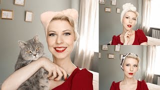 Easy Retro Turban Tutorial 3 Ways l 1940 Vintage Hairstyle with Headscarf