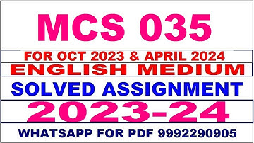 mcs 035 solved assignment 2023-24 | mcs 35 solved assignment in english 2024 | mcs 35 2024