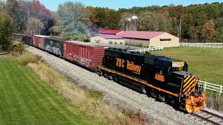 ABC Railway 4005 works hard with stone hoppers on the W&LE Cleveland Sub