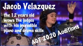 With piano & drums, Jacob Velazquez performs his original song on America' Got Talent 2020 Auditions