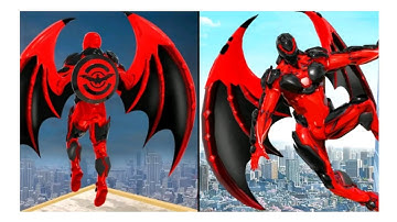 Flying bat robot to rescue a city in moto bike robot transform games - android gameplay