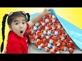 Suri cooks  plays with kinder surprise eggs food toys