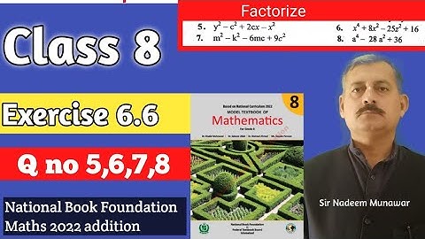 Class 8 Exercise 6.6 Q no 5 Q no 6 Q no 7 Q no 8 Ex 6.6 Factorize NBF Maths Sir Nadeem Munawar
