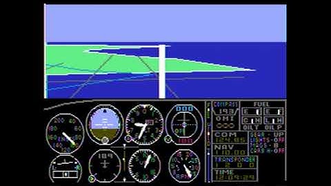Flight Simulator 1.05 - 1982 - IBM PC 128k with composite - emulated in PCem (buggy graphics)