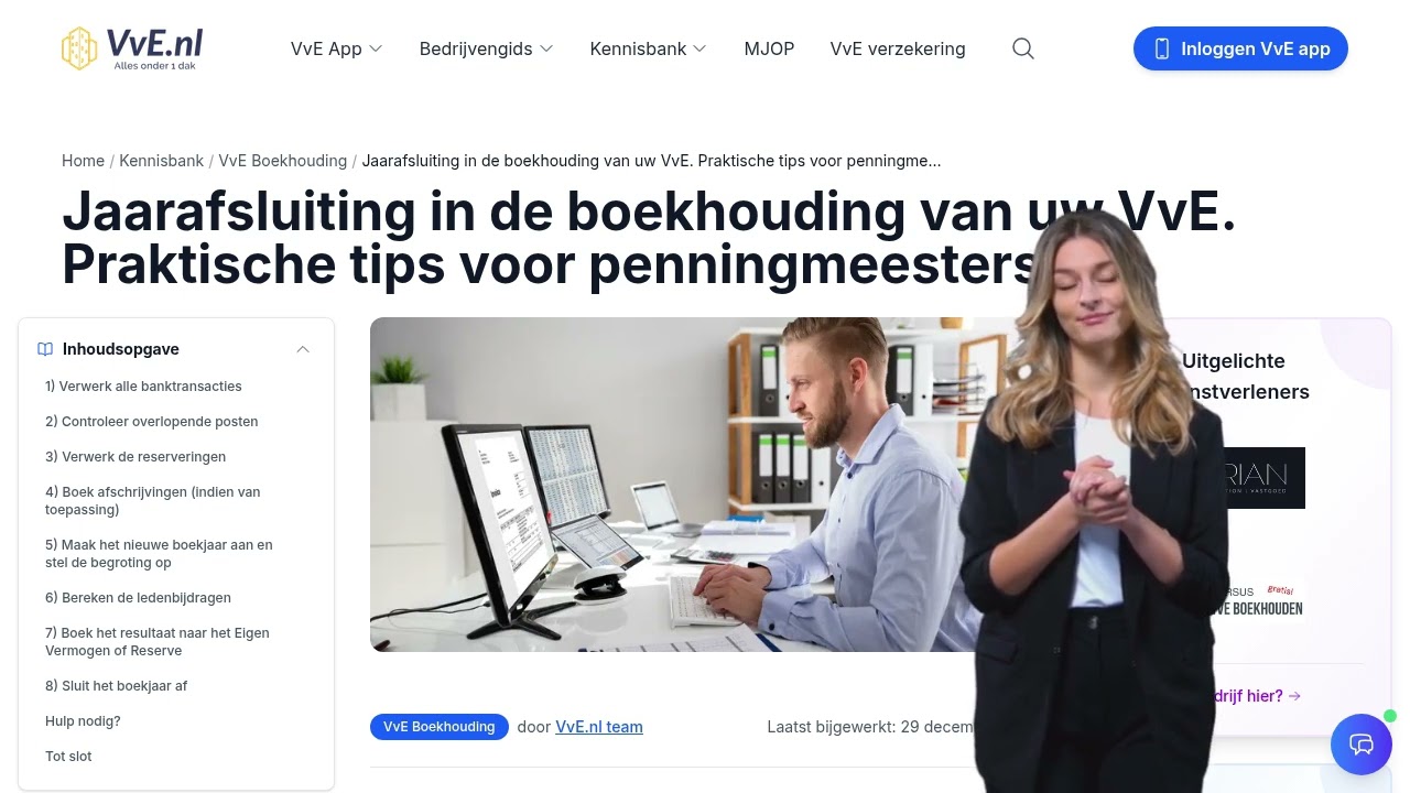 Jaarafsluiting in de boekhouding van uw VvE.  Praktische tips voor penningmeesters