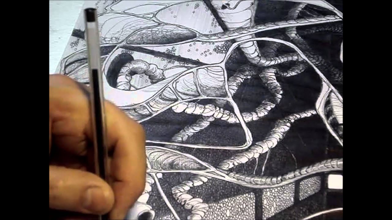BIC ballpoint pen on paper #01, by Almeida Alma - YouTube