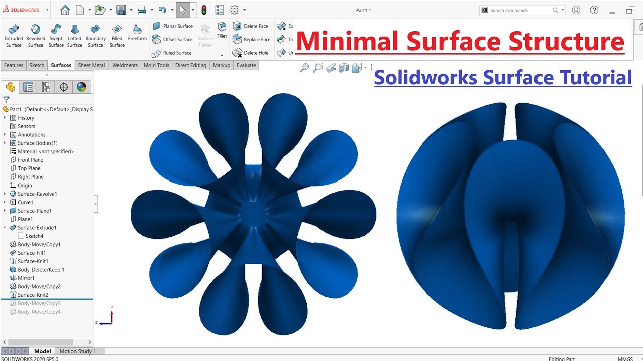 Solidworks Surface Tutorial | How to Design Minimal Surface Structure ...
