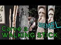 Carve a walking stick 2019, Wood spirit walking stick carved with dremel flex shaft and kutzall,