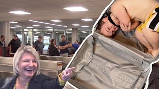 Sneaking On Airplane In Luggage Prank! (Crazy Reactions) by John Ferguson 100,420 views 4 years ago 4 minutes, 32 seconds