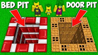 What secret PIT WILL MY FAMILY CHOOSE in Minecraft ? BED PIT VS DOOR PIT !