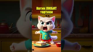Котик ЛЮБИТ тортики 🍰 🤣 #aiart #мультик #dalle3 #ии #юмор #кот #нейросеть #chatgpt #aicat #а4