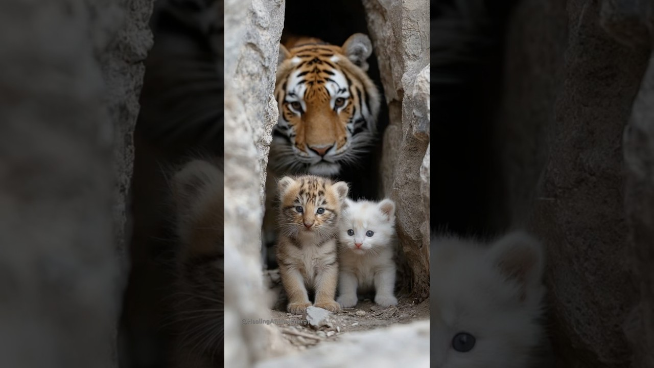 Tiger Cub and Wild Kitten Share the Sweetest Bond