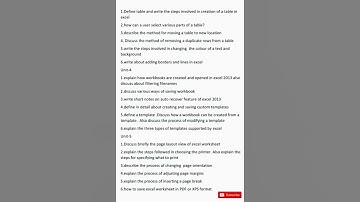 Excel foundation important questions for 5th sem b.com osmania university