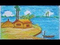 Village scenery  drawing and colour it  easy  nupurs gallery