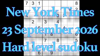 Sudoku solution – New York Times 23 September 2026 Hard level sudoku screenshot 5