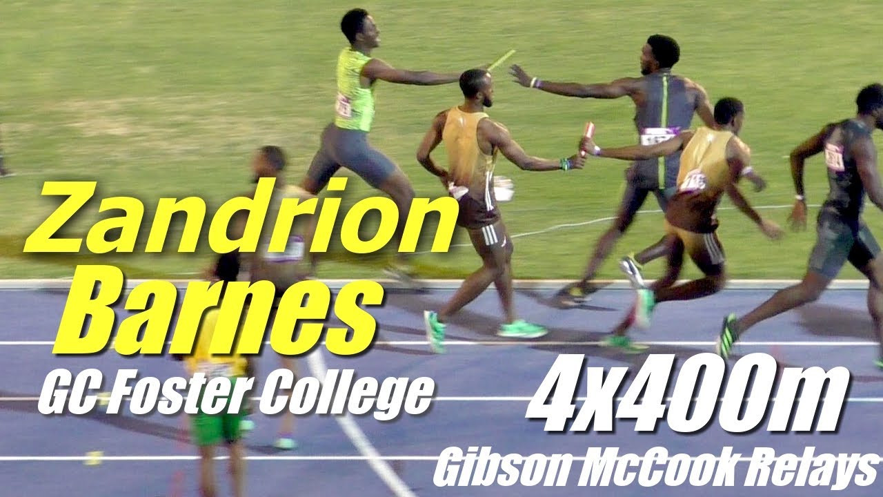 Zandrion Barnes POWERS GC Foster to 4x400m WIN Gibson McCook Relays